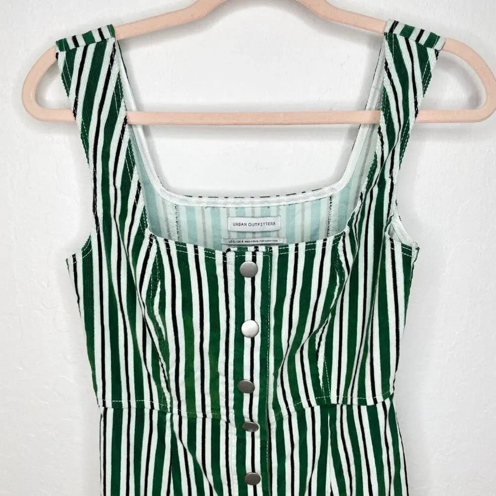 Urban Outfitters Sleeveless Striped Corduroy Snap Front Mini Jumper Dress Size 0